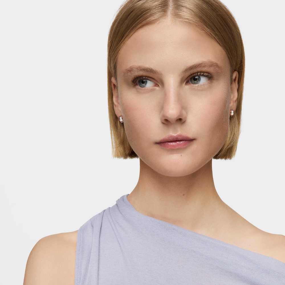 Pendientes con ba&ntilde;o de oro rosa 18 kt sobre plata y n&aacute;car y zafiro multicolor Camille