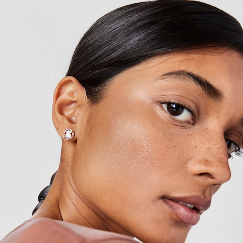 Rose Vermeil Silver Camille Earrings with Mother-of-Pearl and multicolored Sapphire