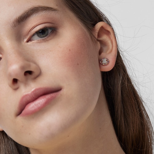 Rose Vermeil Silver Camille Earrings with Mother-of-Pearl and multicolored Sapphire
