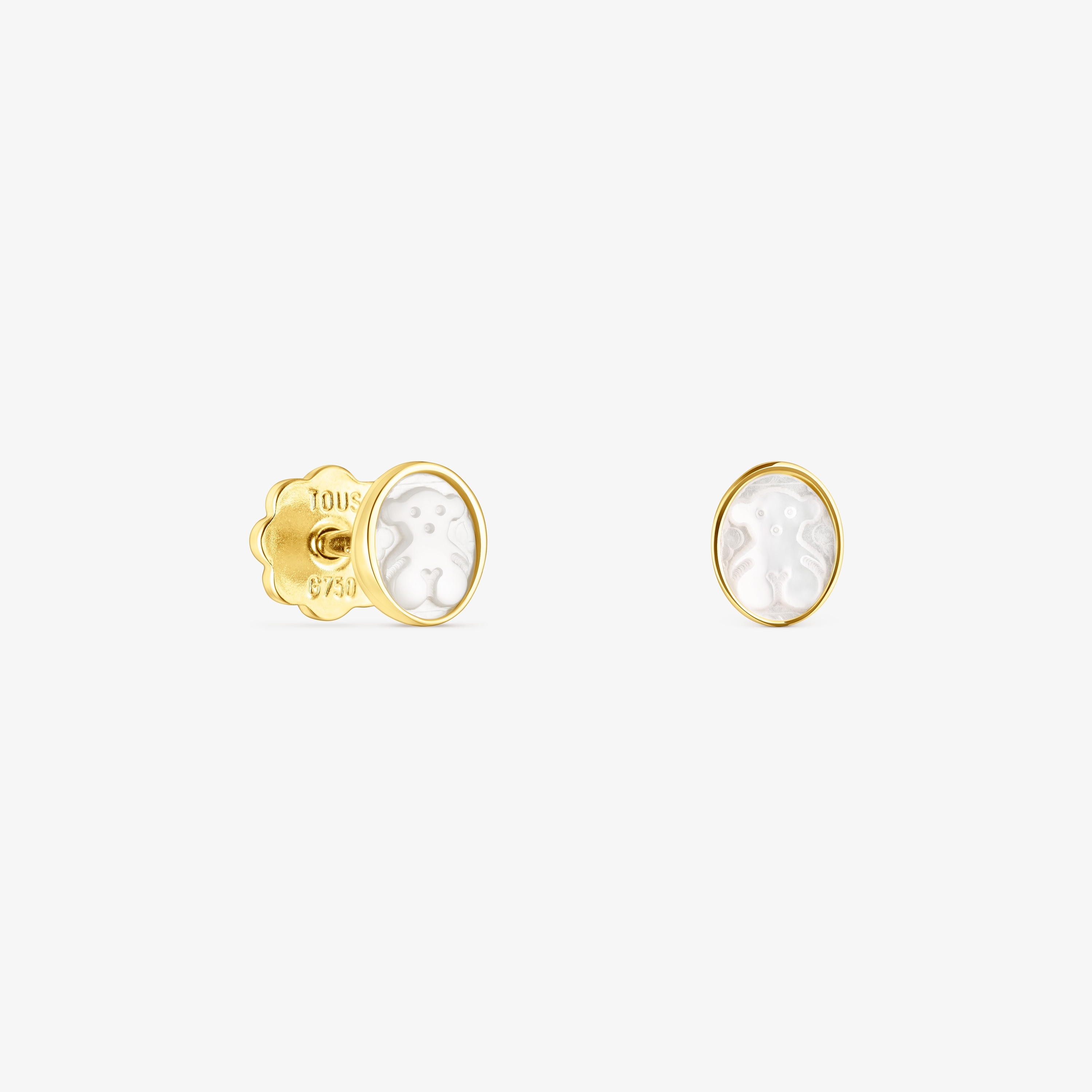 18K solid gold Camee Earrings with Mother-of-Pearl