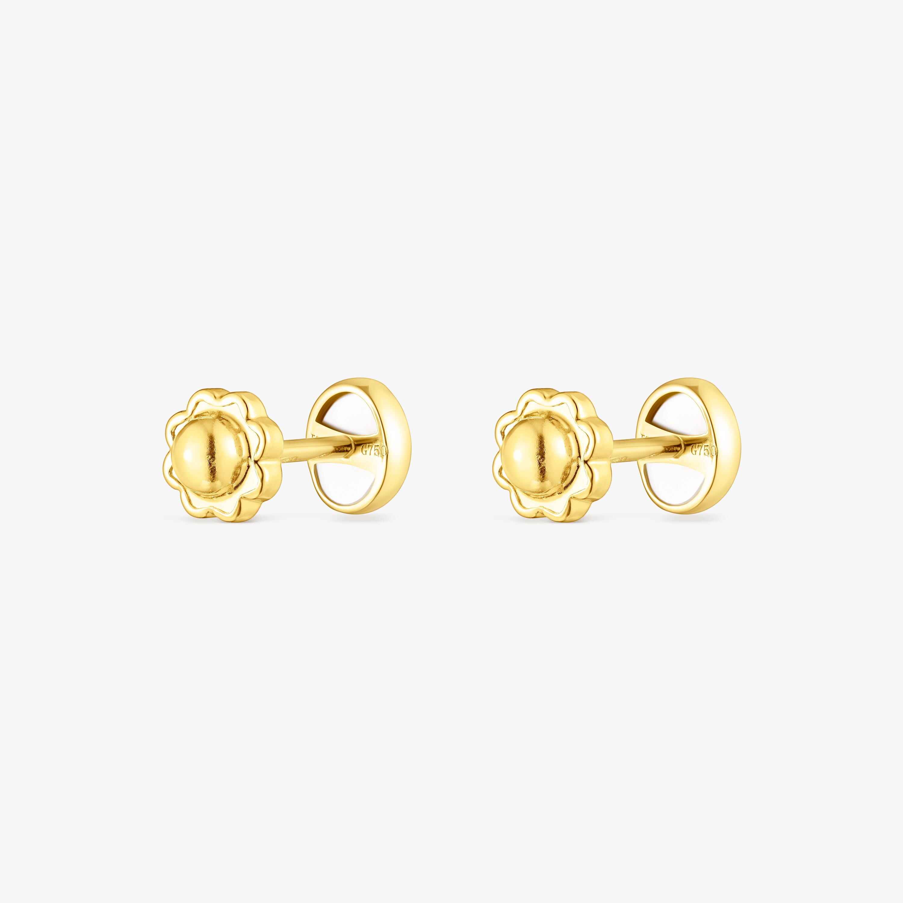 18K solid gold Camee Earrings with Mother-of-Pearl
