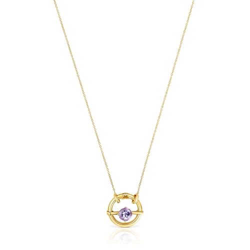 Colgante pequeño con baño de oro 18 kt sobre plata y amatista Hold
