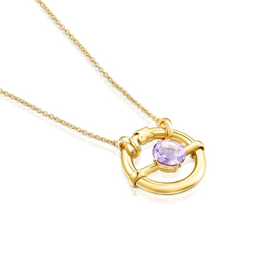 Colgante pequeño con baño de oro 18 kt sobre plata y amatista Hold