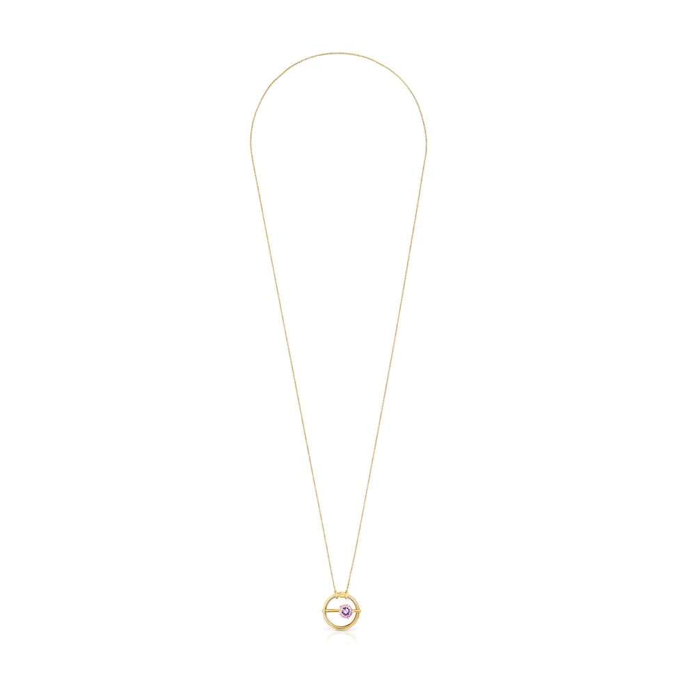 Large silver vermeil Hold Pendant with amethyst