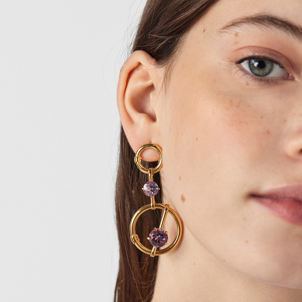 Large silver vermeil Hold Pendant with amethyst