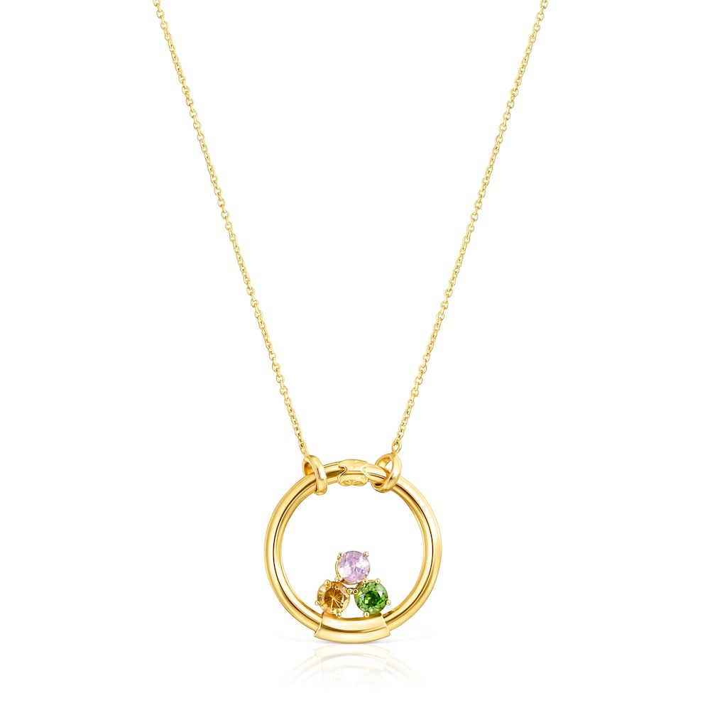 Colgante con baño de oro 18 kt sobre plata y gemas Hold image number 3