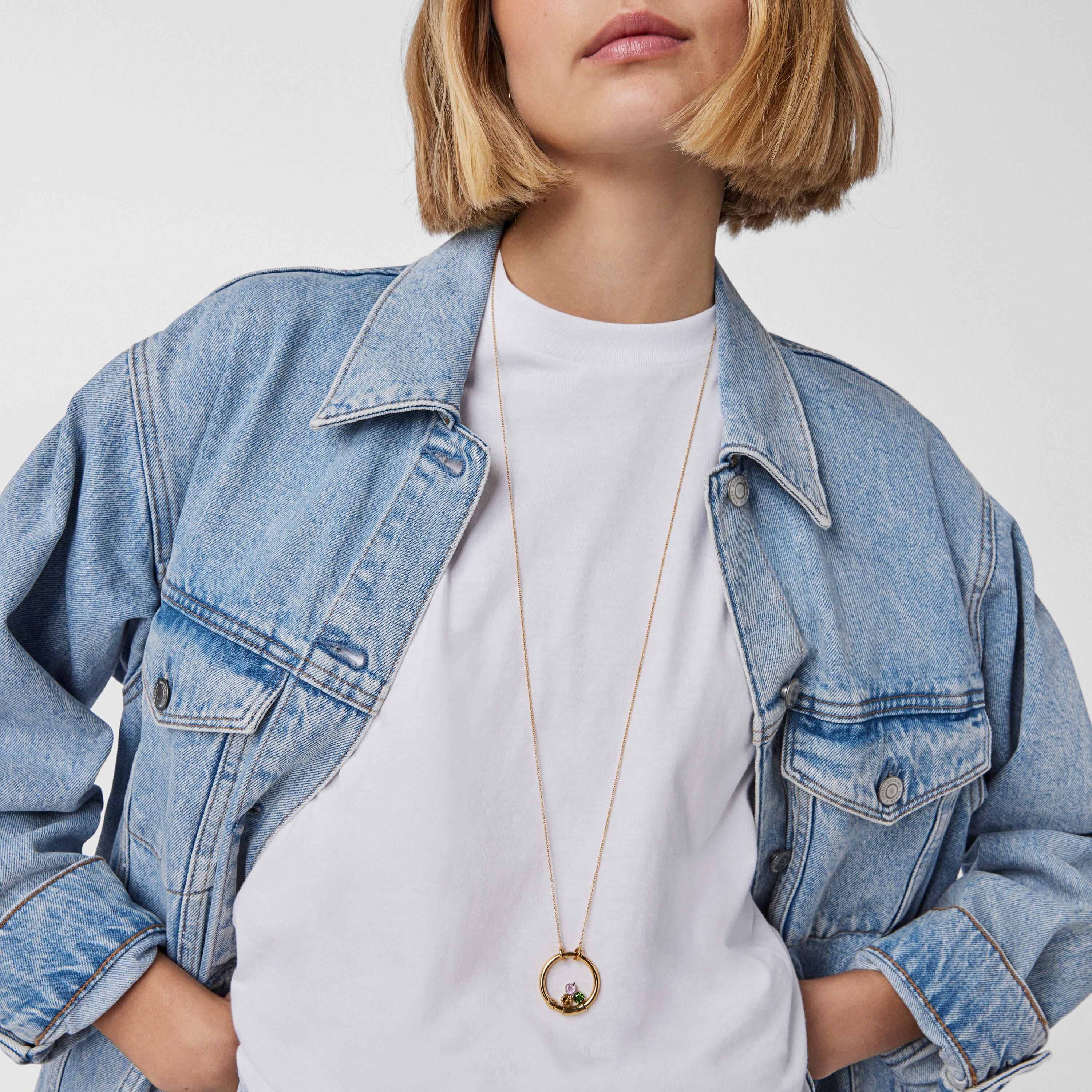 Silver vermeil Hold Pendant with gemstones