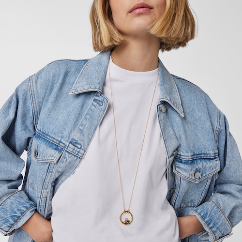 Colgante con baño de oro 18 kt sobre plata y gemas Hold