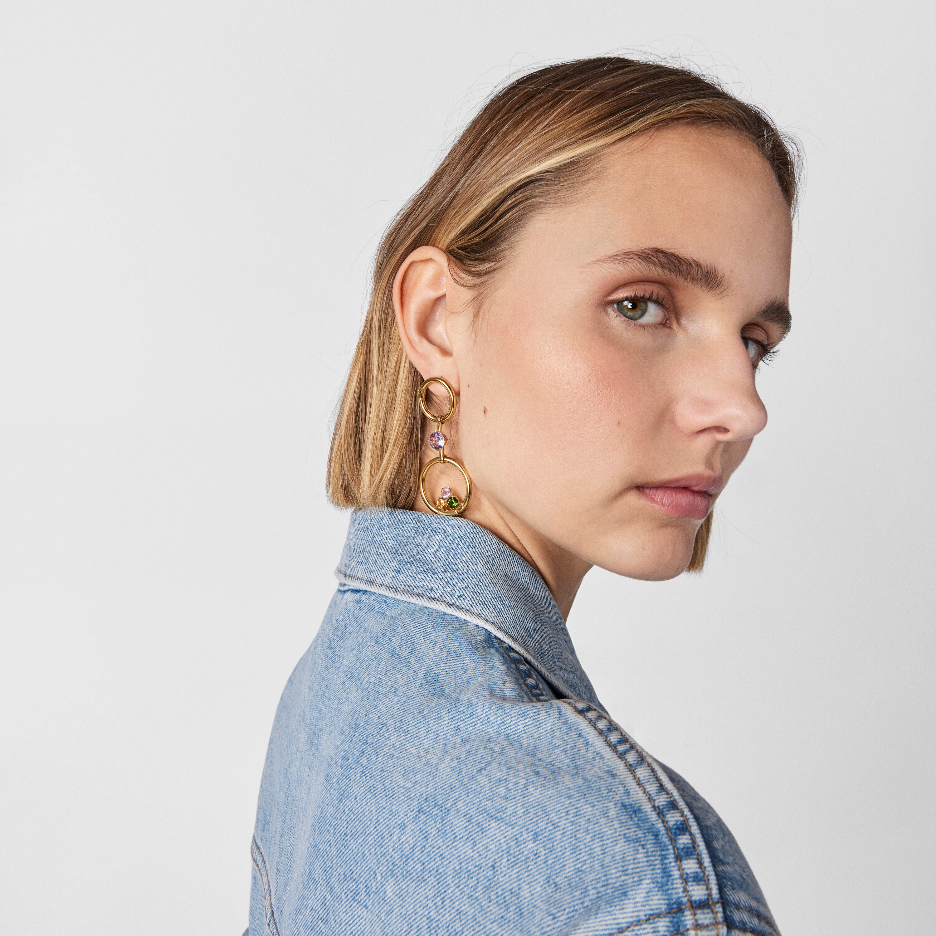 Silver vermeil Hold Pendant with gemstones