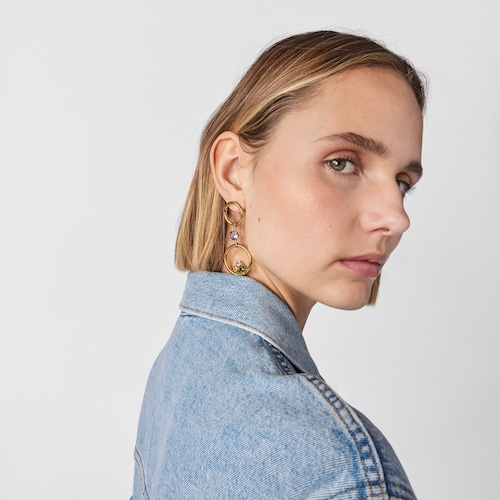 Colgante con baño de oro 18 kt sobre plata y gemas Hold