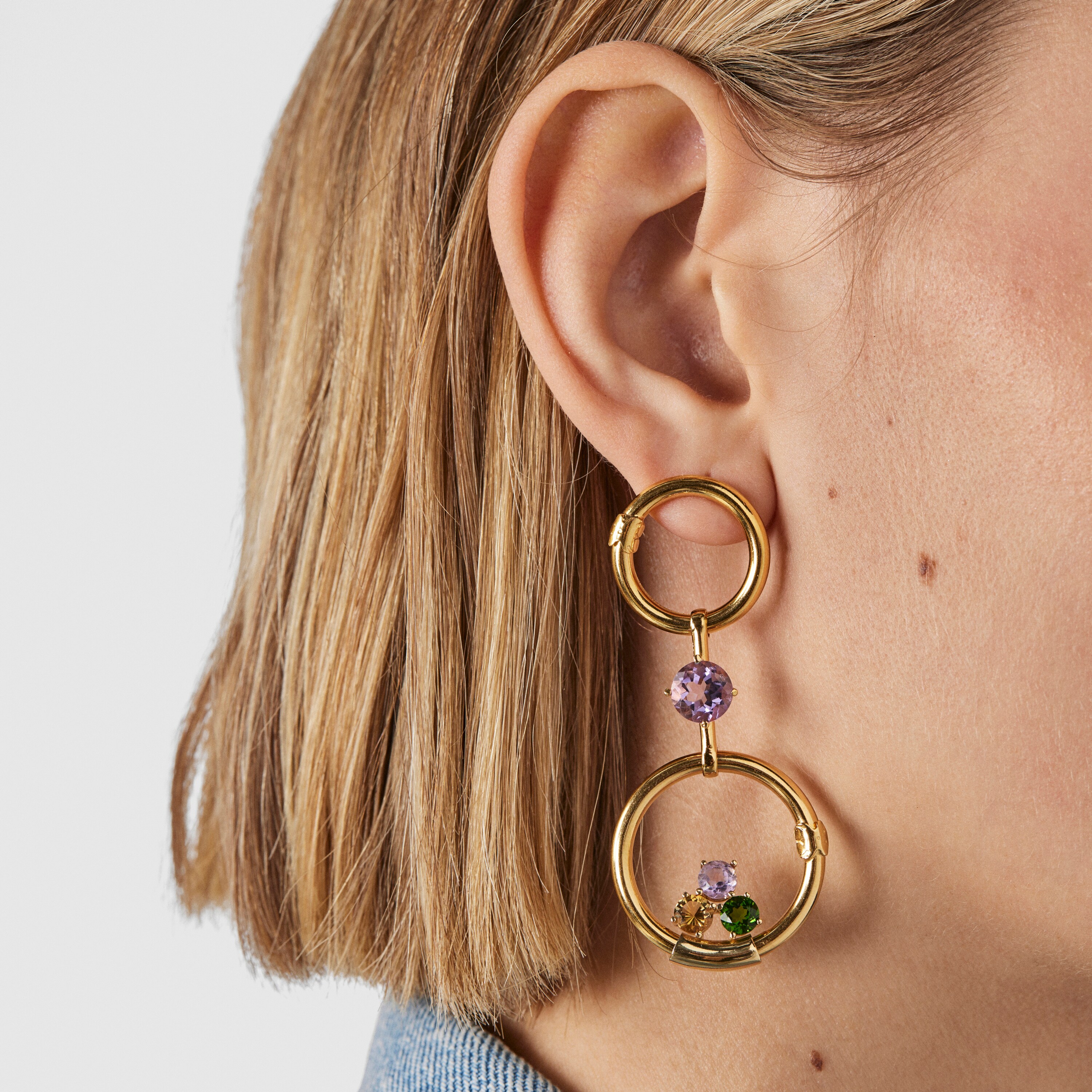 Silver vermeil Hold Pendant with gemstones