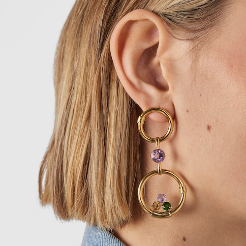 Colgante con baño de oro 18 kt sobre plata y gemas Hold