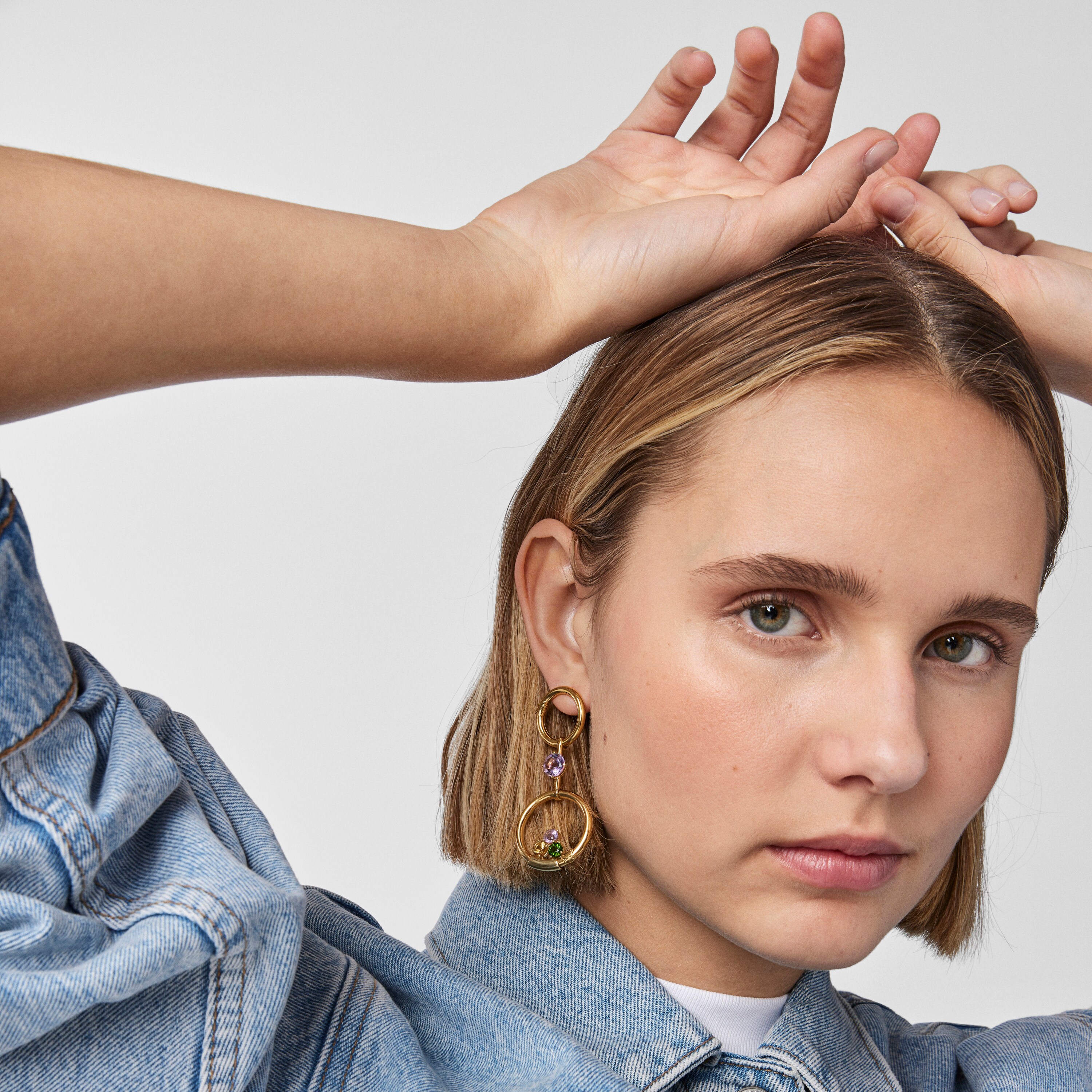 Silver vermeil Hold Pendant with gemstones