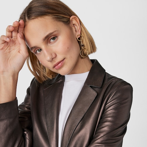 Colgante grande con baño de oro 18 kt sobre plata y cuarzo Hold