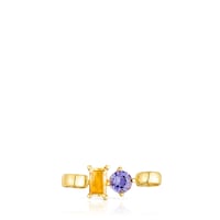 Colgante con baño de oro 18 kt sobre plata y iolita y citrino Hold