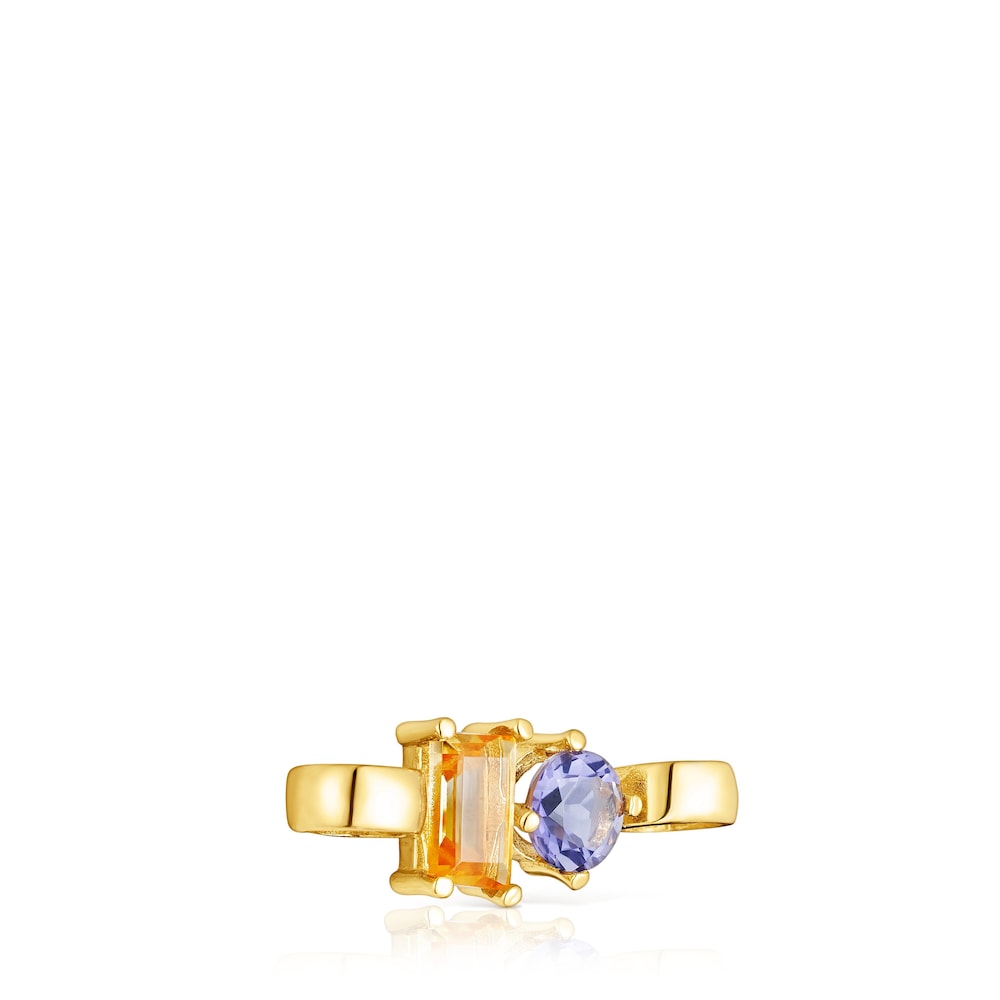 Colgante con baño de oro 18 kt sobre plata y iolita y citrino Hold image number 1