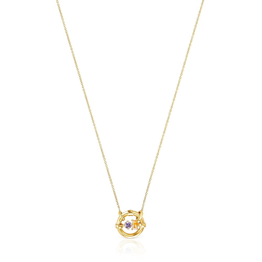 Colgante con ba&ntilde;o de oro 18 kt sobre plata y iolita y citrino Hold