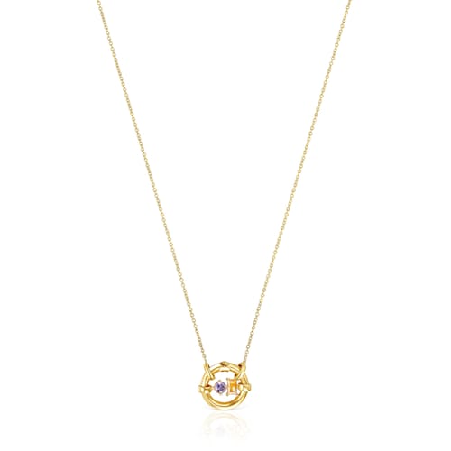 Colgante con baño de oro 18 kt sobre plata y iolita y citrino Hold