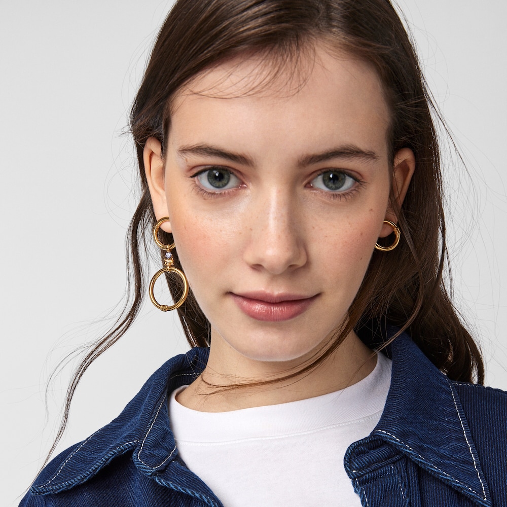 Colgante con ba&ntilde;o de oro 18 kt sobre plata y iolita y citrino Hold