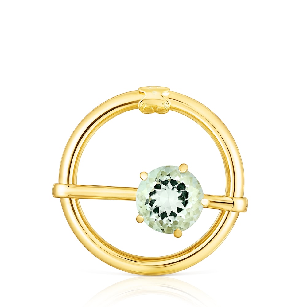 Colgante grande con ba&ntilde;o de oro 18 kt sobre plata y prasiolita Hold