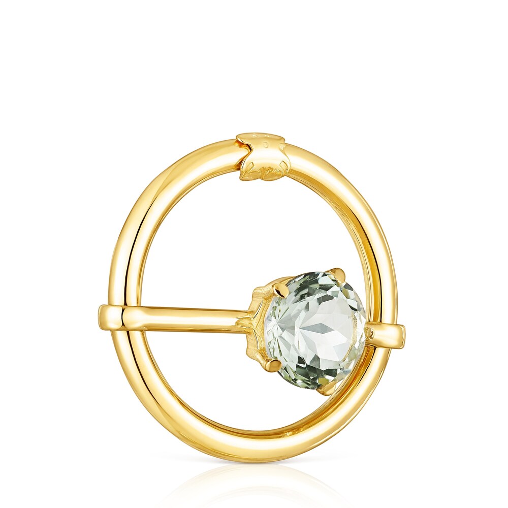 Colgante grande con ba&ntilde;o de oro 18 kt sobre plata y prasiolita Hold