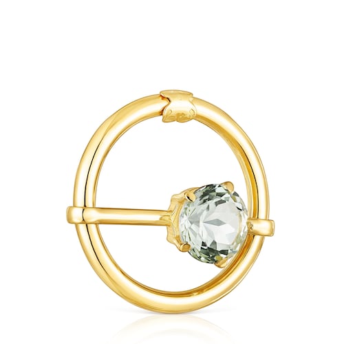 Colgante grande con baño de oro 18 kt sobre plata y prasiolita Hold