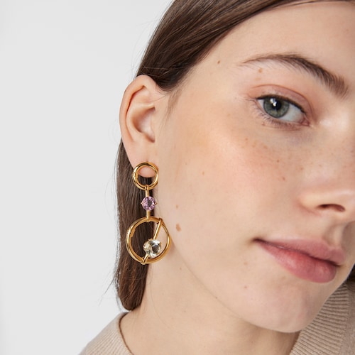 Colgante grande con baño de oro 18 kt sobre plata y prasiolita Hold