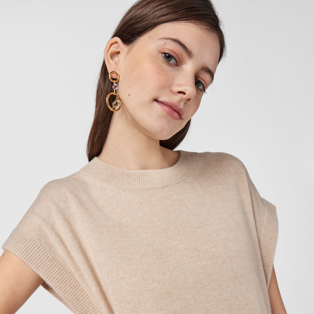 Colgante grande con ba&ntilde;o de oro 18 kt sobre plata y prasiolita Hold