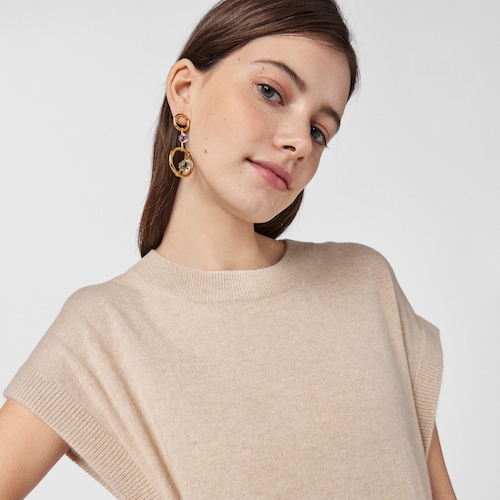 Colgante grande con baño de oro 18 kt sobre plata y prasiolita Hold