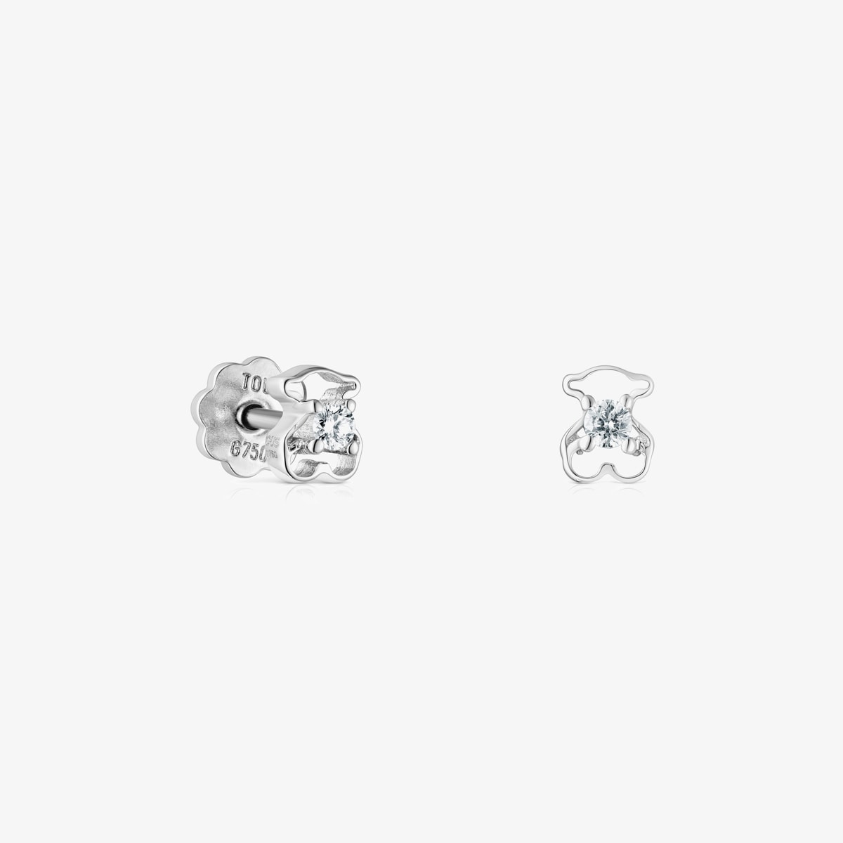 Tous - Pendientes De Oro Blanco Con Diamantes Silueta - Transparente