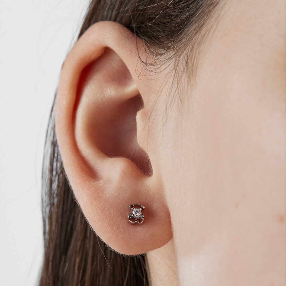 Pendientes de oro blanco con diamantes Silueta