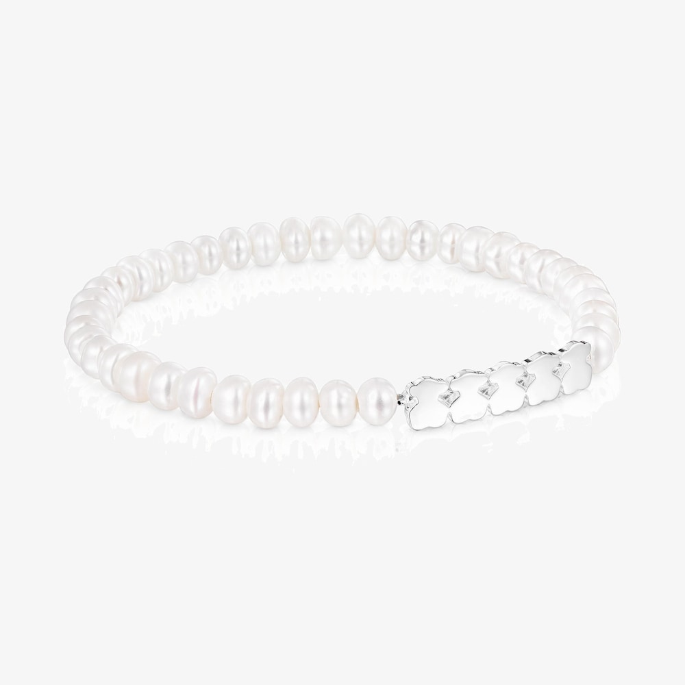Pulsera de plata y perlas Straight