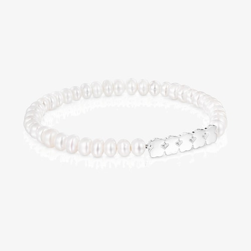 Pulsera de plata y perlas Straight