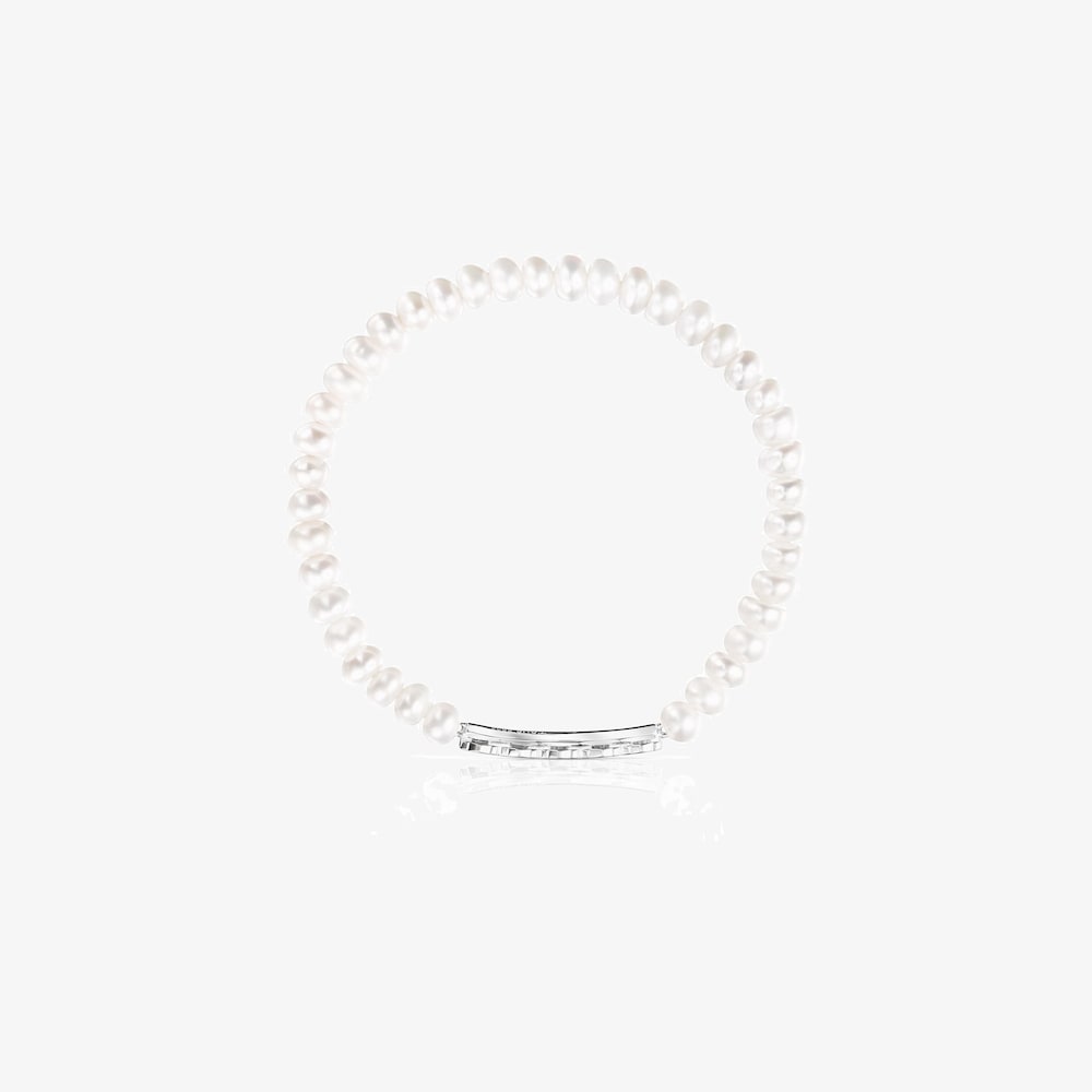 Pulsera de plata y perlas Straight