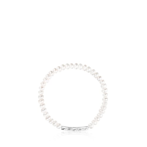 Silver Straight Bracelet with Pearls
