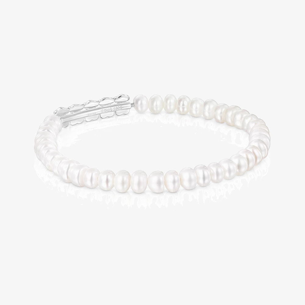 Pulsera de plata y perlas Straight