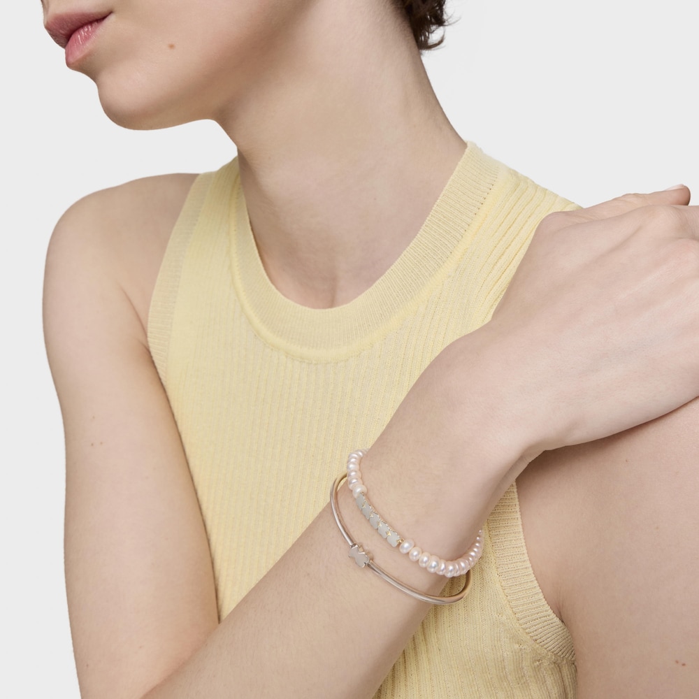 Pulsera de plata y perlas Straight