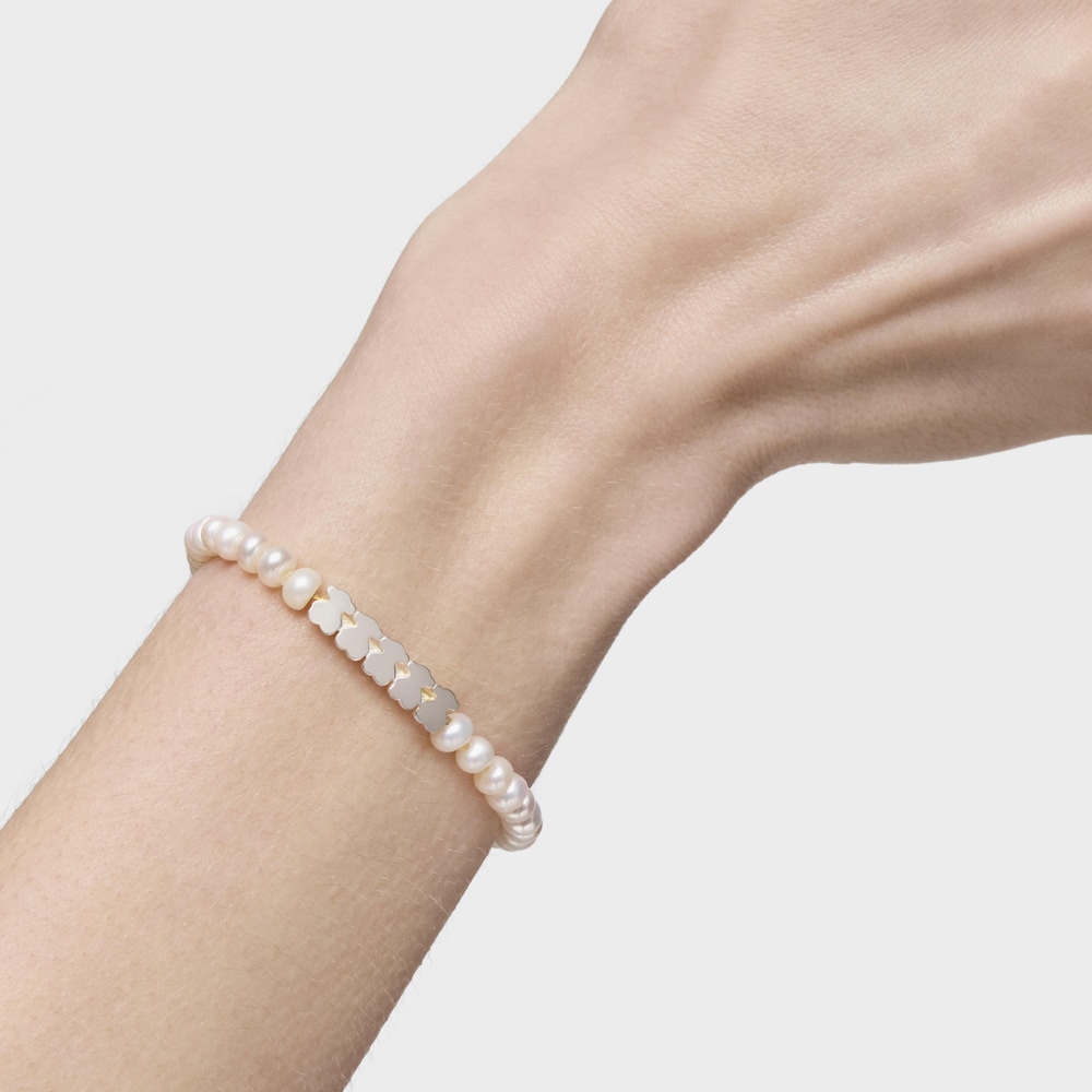 Pulsera de plata y perlas Straight