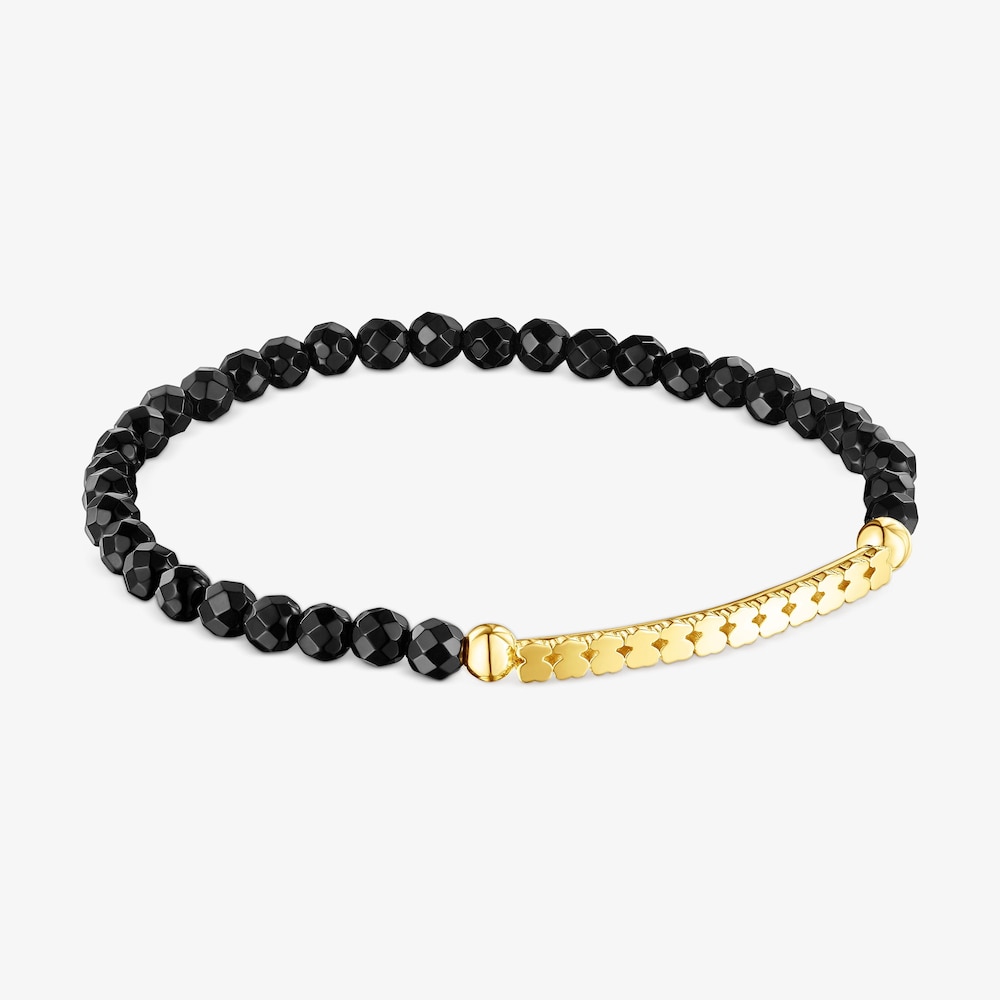18K gold vermeil Straight Bracelet with Onyx