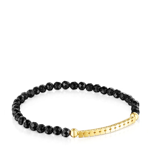 Pulsera con baño de oro 18 kt sobre plata y ónix Straight image number 0