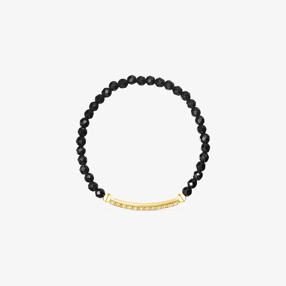 18K gold vermeil Straight Bracelet with Onyx