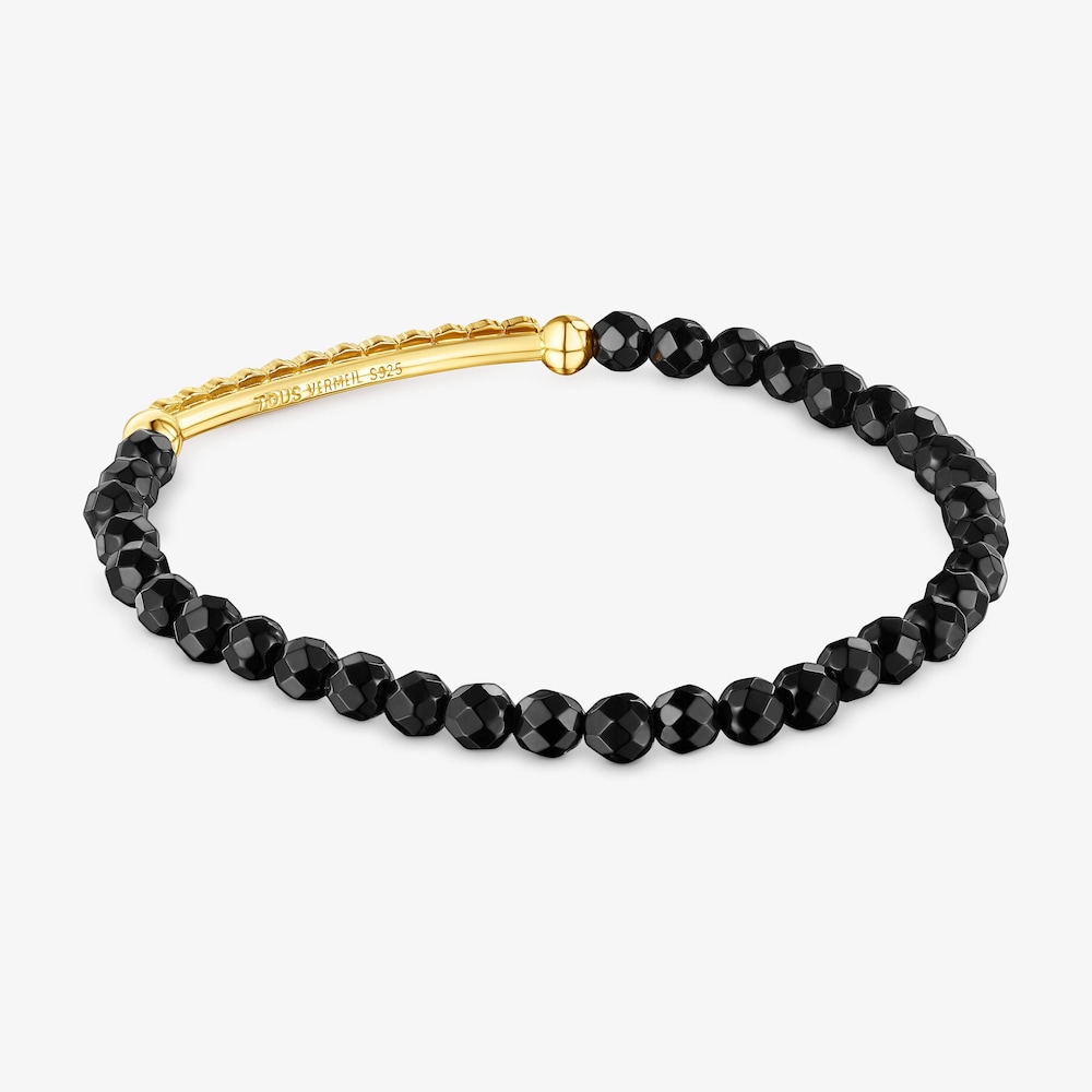 18K gold vermeil Straight Bracelet with Onyx