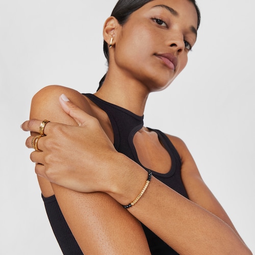 Pulsera con ba&ntilde;o de oro 18 kt sobre plata y &oacute;nix Straight