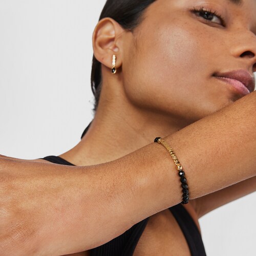 Pulsera con ba&ntilde;o de oro 18 kt sobre plata y &oacute;nix Straight