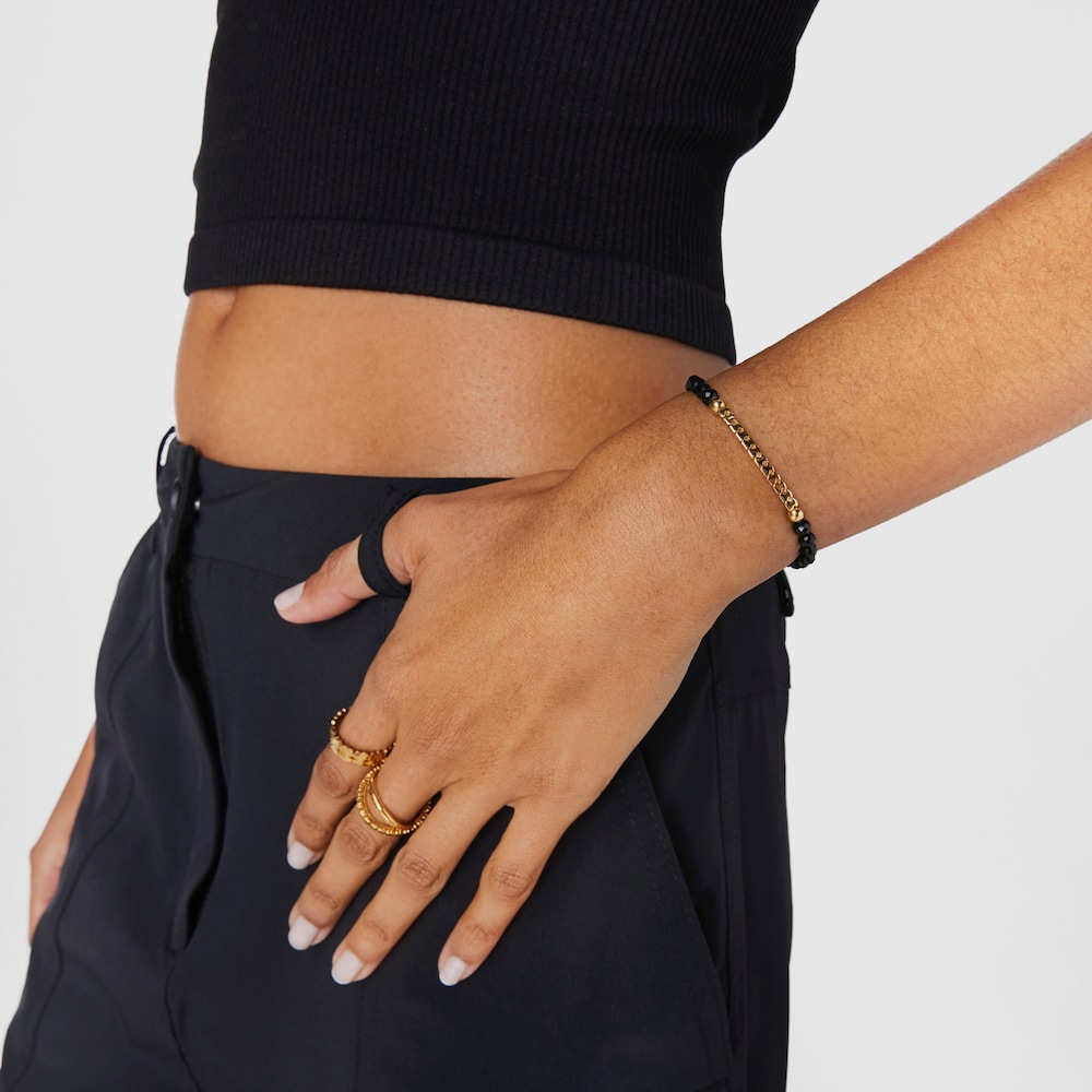 18K gold vermeil Straight Bracelet with Onyx