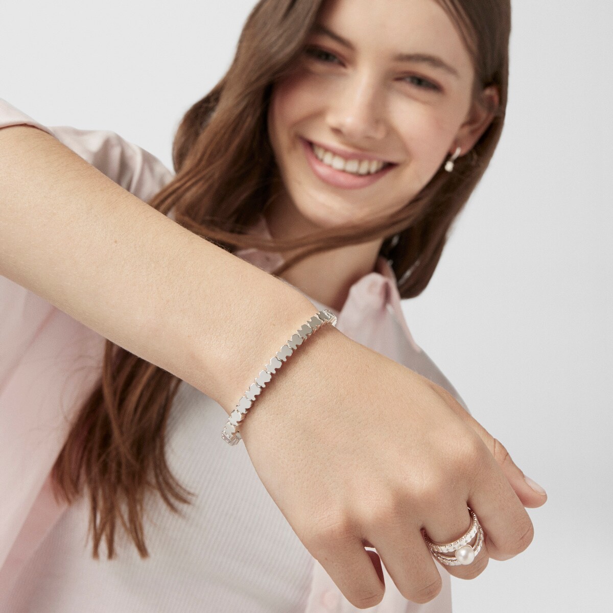 Pulsera osos con baño de oro 18 kt sobre plata Straight
