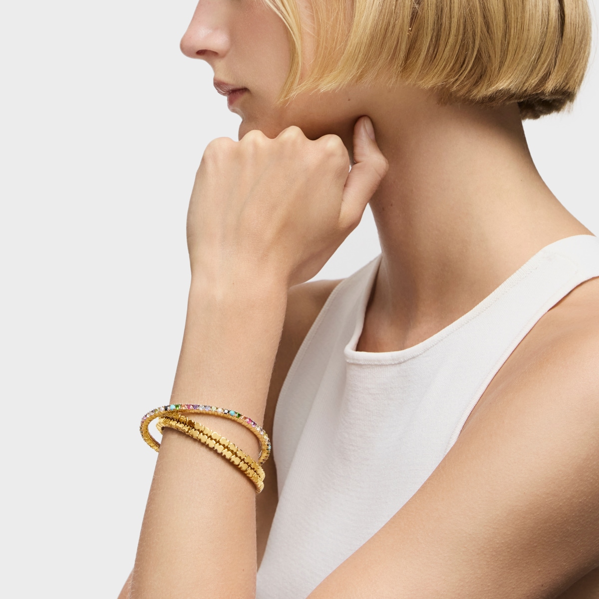 Pulsera osos con baño de oro 18 kt sobre plata Straight