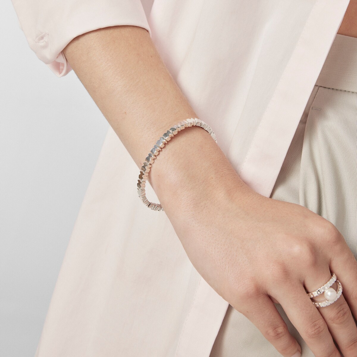 Pulsera osos con baño de oro 18 kt sobre plata Straight