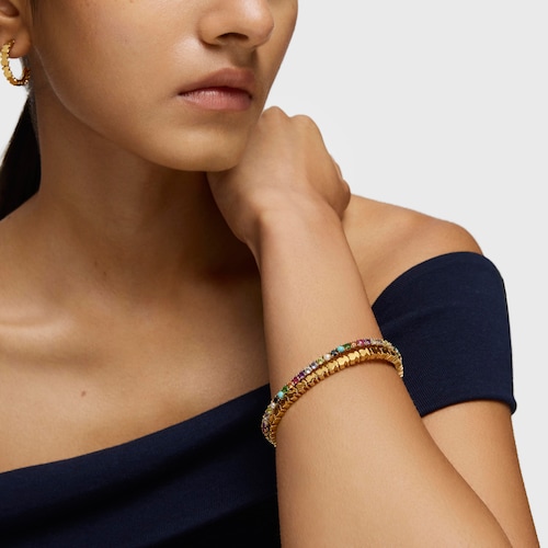 Pulsera con baño de oro 18 kt sobre plata y gemas Straight Color
