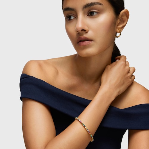 Pulsera con baño de oro 18 kt sobre plata y gemas Straight Color